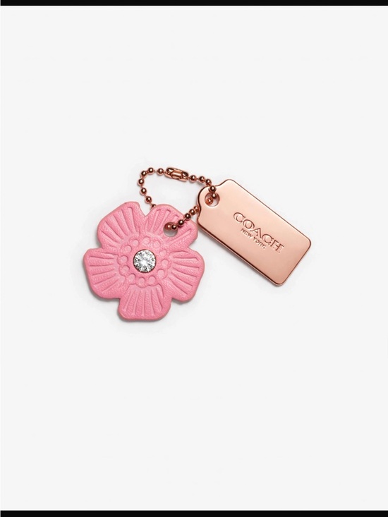 Coach Other - Coach Pink Leather Flower Charm with Rose Gold Tag